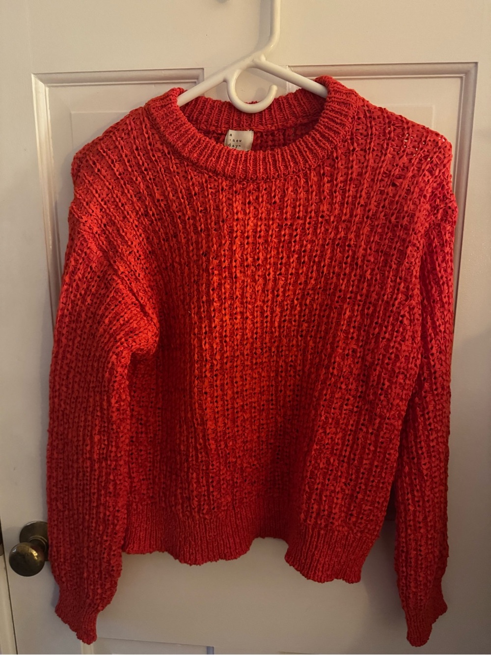 a new day Bright Red Chunky Crewneck Sweater